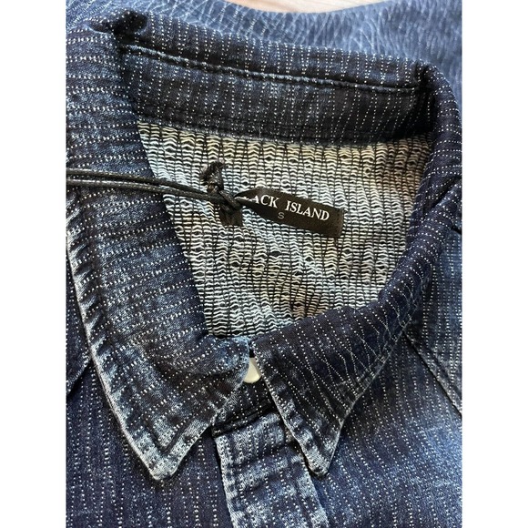Black Island Mens Denim Button Up Size Small Long Sleeve Stretchy O3 - Picture 4 of 9